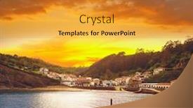  Presentation with port - PPT theme featuring tazones-village-port-of-asturias background and a gold colored foreground