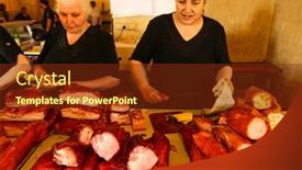  Presentation with market food - Slide deck enhanced with lizard with a long tail crawling on the rocks in the wild background and a gray colored foreground