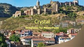  Presentation with church - Slide deck featuring tbilisi georgia panorama of fortress background and a tawny brown colored foreground