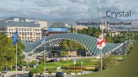  Presentation with pedestrian bridge - Presentation theme with tbilisi-georgia-september-3-2021 background and a light blue colored foreground