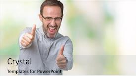  Presentation with winner announcement award success - PPT layouts with te - handsome middle age elegant senior background and a  colored foreground