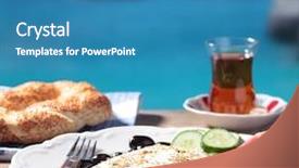  Presentation with sea cucumber - PPT theme with tea against mediterranean sea background and a teal colored foreground