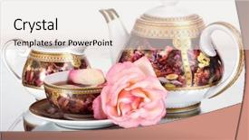  Presentation with rose flower - PPT theme having tea and flower rose background and a light gray colored foreground