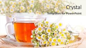  Presentation with afternoon tea - Beautiful PPT theme featuring tea and fresh beauty flower backdrop and a lemonade colored foreground