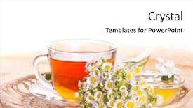  Presentation with tea leaves fresh green leaf - PPT theme with tea and fresh beauty flower background and a white colored foreground