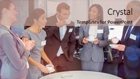  Presentation with tea - Beautiful PPT theme featuring tea and interacting during breaktime backdrop and a coral colored foreground