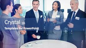  Presentation with safety interacting the public - Colorful slide set enhanced with tea and interacting during breaktime backdrop and a ocean colored foreground