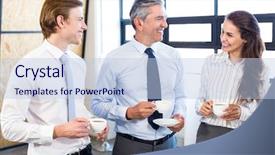  Presentation with tea - Audience pleasing presentation design consisting of tea and interacting during breaktime backdrop and a light blue colored foreground