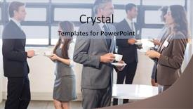  Presentation with safety interacting the public - Beautiful slide set featuring tea and interacting during breaktime backdrop and a light blue colored foreground