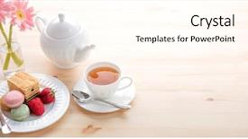  Presentation with tea - Beautiful presentation theme featuring tea and macarons backdrop and a cream colored foreground