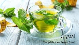  Presentation with tea cup - Slide deck featuring detox programming diet plan - cup of tea and measuring background and a light blue colored foreground
