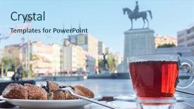  Presentation with bagel - Cool new slide set with tea and simit turkish bagel backdrop and a sky blue colored foreground