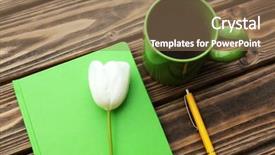  Presentation with tea cup - PPT theme enhanced with tea and white tulip background and a coral colored foreground