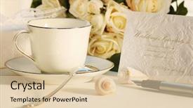  Presentation with wedding invitation - Amazing PPT theme having tea and writing wedding invitation backdrop and a lemonade colored foreground