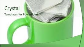  Presentation with cup of lemon tea - Slides consisting of tea bags in cup isolated on white background background and a soft green colored foreground