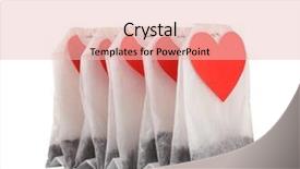  Presentation with labels - Slide deck featuring tea bags with blank heart-shaped labels isolated on white background and a lemonade colored foreground