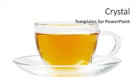  Presentation with tea cup - Slide deck consisting of tea being poured into glass tea cup background and a white colored foreground