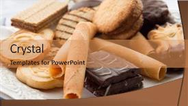  Presentation with tea variety - PPT theme consisting of tea biscuits - variety of biscuit background and a coral colored foreground