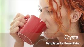  Presentation with deaf education - Cool new slides with tea break - beautiful deaf woman drinking coffee backdrop and a tawny brown colored foreground