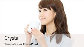  Presentation with nurse - Beautiful PPT theme featuring tea break - beautiful young nurse on white backdrop and a lemonade colored foreground