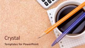  Presentation with tea coffee - Presentation with tea break - cup of coffee and office background and a lemonade colored foreground