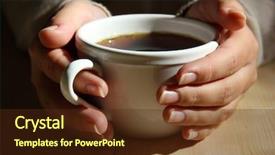  Presentation with hands holding - Cool new PPT theme with tea break - hands holding mug of hot backdrop and a tawny brown colored foreground