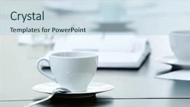  Presentation with tea coffee - Slide set consisting of tea break - morning workplace cup of coffee background and a lemonade colored foreground