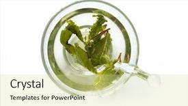  Presentation with green leaves simple - PPT theme featuring tea brewed in a simple background and a blonde colored foreground