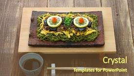  Presentation with green roof - Cool new PPT theme with tea buckwheat noodles on roof backdrop and a tawny brown colored foreground