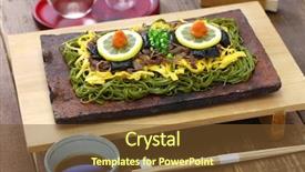  Presentation with japanese green tea - Amazing theme having tea buckwheat noodles on roof backdrop and a tawny brown colored foreground