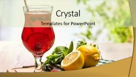  Presentation with ice lemon tea - Slides with tea cafe - wooden boards is ice cold background and a soft green colored foreground