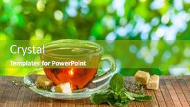  Presentation with brewed - Beautiful PPT layouts featuring tea-ceremony-glass-cup backdrop and a shamrock green colored foreground