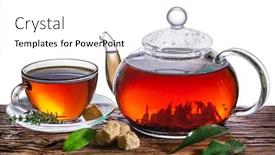  Presentation with brewed - PPT layouts with tea-ceremony-glass-teapot background and a white colored foreground