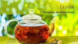  Presentation with brewed - Cool new slides with tea-ceremony-glass-teapot backdrop and a yellow colored foreground
