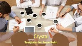  Presentation with desk - Amazing PPT theme having tea company - group of business people working backdrop and a red colored foreground