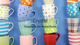  Presentation with colorful impressionist style artistic color - Colorful PPT theme enhanced with tea company - group of colorful cups backdrop and a teal colored foreground