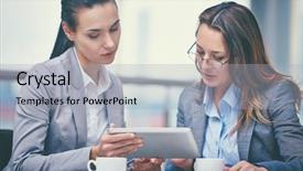  Presentation with satalitte image - Theme having tea company - image of two confident businesswomen background and a light gray colored foreground