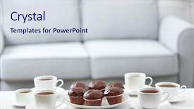  Presentation with home economics about food - Slide deck featuring tea company - table at home with food background and a sky blue colored foreground