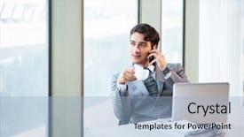  Presentation with successful plans - Theme consisting of tea company - young successful businessman working background and a light blue colored foreground