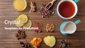  Presentation with milk tea - Amazing slide deck having tea composition on wooden background backdrop and a tawny brown colored foreground