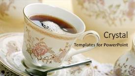  Presentation with afternoon tea - Slides consisting of tea cup and saucer background and a coral colored foreground