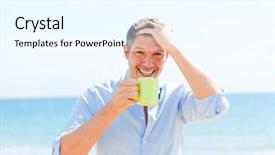 Presentation with healthy living - PPT layouts enhanced with tea cup beach - healthy lifestyle man living background and a  colored foreground