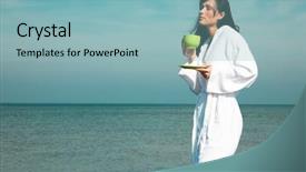  Presentation with feminine - Audience pleasing slides consisting of tea cup beach - young beauty feminine in white backdrop and a  colored foreground