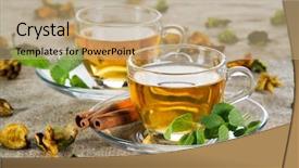  Presentation with tea leaves - Slides enhanced with tea cup with fresh mint background and a coral colored foreground