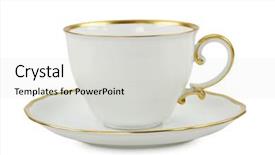  Presentation with white marble plate marble - Audience pleasing presentation theme consisting of tea cup with plate isolated backdrop and a sky blue colored foreground