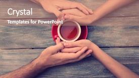  Presentation with holding hands - Presentation having tea cups and holding hands background and a coral colored foreground