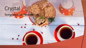  Presentation with tea party - Presentation design having tea cups top view tea background and a coral colored foreground
