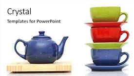  Presentation with tea - Slide deck enhanced with tea cups with teapot isolated background and a  colored foreground