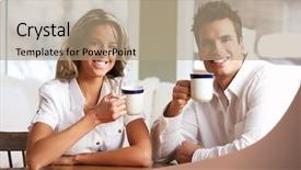  Presentation with breakfast - Colorful presentation enhanced with tea estate - young love couple taking breakfast backdrop and a coral colored foreground