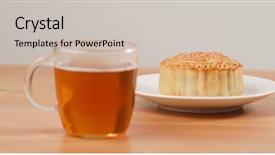  Presentation with tea cake - Colorful presentation design enhanced with tea for mid autumn festival backdrop and a  colored foreground